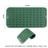 MicoYang Silicone Dish Drying Mat for Multiple Usage,Easy clean,Eco-friendly,Heat-resistant Silicone Mat for Kitchen Counter or Sink,Refrigerator or Drawer Liner Green S 12 inches x 6 inches - Retail: