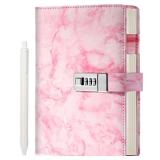 CAGIE Marble Diary with Lock for Girls and Women, Waterproof Journal with Lock 192 Pages Secret Girls Locked Diary with Pen, Password Locked Journals for Teen Girls, A5 Pink - Retail: $17
