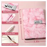 CAGIE Marble Diary with Lock for Girls and Women, Waterproof Journal with Lock 192 Pages Secret Girls Locked Diary with Pen, Password Locked Journals for Teen Girls, A5 Pink - Retail: $17