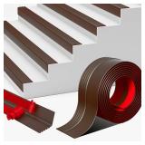 Vinyl Stair Nosing, Stair Edge Trim, Stair Edge Protector, Non-Slip Self Adhesive Stair Edge Protector Suitable for Indoor/Outdoor Stairs, Easy to Install, Non-Slip and Waterproof (Brown, 20FT) - Reta