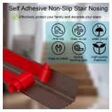 Vinyl Stair Nosing, Stair Edge Trim, Stair Edge Protector, Non-Slip Self Adhesive Stair Edge Protector Suitable for Indoor/Outdoor Stairs, Easy to Install, Non-Slip and Waterproof (Brown, 20FT) - Reta