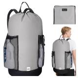 BALEINE 120L Laundry Bag Backpack, 900D Oxford Fabric Large Travel Laundry Bags with Shoulder Straps and 2 Mesh Pockets for College Dorm, Apartment, Laundromat (Gray, 120L) - Retail: $12