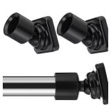 Angled Shower Rod Mount for Sloped Walls - 25mm Shower Bracket & Swivel Joints with Wall Plugs & Screws, Secure Drilling Fix (2, Black) - Retail: $13