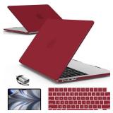 IBENZER Compatible with MacBook air 13 inch Case 2026 2025 2024 2023 2022 M4 A3240 M3 A3113 M2 A2681, HardShellCase w/KeyboardCover ScreenFilm Type-C for Mac air 13.6\", Wine Red, KK-WR+2TC - Retail: 