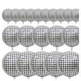 PartyWoo Silver Disco Ball Foil Balloons 20pcs Different Sizes Pack of 22 15 10 Inch Large Round Foil 4D Inflatable Mirror Ball Mylar Balloons for Graduation Men Birthday Space Party Decorations - Ret