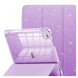 INFILAND Compatible with iPad A16 11th Generation 11 Inch 2025 Case, iPad Case 10th Generation 10.9 Inch, Glitter Cover with Sparkly Clear Back, Pencil Holder, for Kids Girls (Pale Violet) - Retail: $