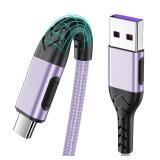 Durcord USB Type C Cable, 2Pack 3ft USB A to USB C Cable 3 Feet USB Type C Cord Cable for Android Phone Pad Laptop, 10 Foot Type C Charger Premium Nylon Braided USB Cable -Light Purple - Retail: $12