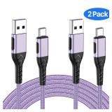 Durcord USB Type C Cable, 2Pack 3ft USB A to USB C Cable 3 Feet USB Type C Cord Cable for Android Phone Pad Laptop, 10 Foot Type C Charger Premium Nylon Braided USB Cable -Light Purple - Retail: $12