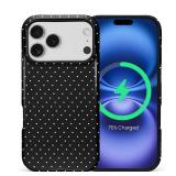 casesok for iPhone 17 Pro Case,Compatible with MagSafe,Cute Fashion Polka Dot Pattern Design for Women Girl,Soft TPU Durable Protection Case for iPhone 17 Pro-Black - Retail: $20