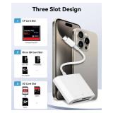 SD Card Reader USB C for iPhone 15/Android Phone/iPad/Mac/Laptop, Three Card Slot Micro SD Card Reader Supports SD Micro SD CF Card, Digital Camera Viewer Memory Card Reader Plug and Play - Retail: $2