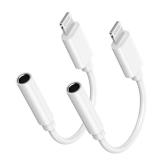[Apple MFi Certified] Lightning to 3.5 mm Headphone Jack Adapter, 2 Pack iPhone 3.5mm Aux Adapter Converter Dongle Audio Cable for iPhone 14 13 12 11 Pro Max XS XR X 8, Support Music Control & All iOS