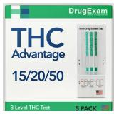 5 Pack - DrugExam THC Advantage Made in USA Multi Level Marijuana Home Test Kit. Highly Sensitive THC 3 Level Drug Test Kit. Detects at 50 ng/mL, 20 ng/mL, 15 ng/mL - Retail: $13
