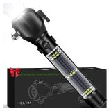 Serjur Rechargeable Solar Powered Flashlight,Multi Function LED Tactical Flashlight with Glass Breaker,Seatbelt Cutter,Alarm and Phone Charger,Powerful Handheld Flashlights for Emergencies Camping - R