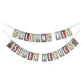 Comic Superhero Pennant Banner - Birthday Party Decor - 2 Pieces, 7 Feet Long - Retail: $6