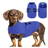 Pre Owned Queenmore Small Dog Sweater, Soft Fleece Vest Pullover Dog Jacket with Leash Hole, Warm Winter Dog Coats Cold Weather Doggy Dachshund Sweaters for Small Dogs Cats Boy or Girl (Blue, XS) - Re