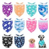 JpGdn 10PCS Dog Bandanas Winter for Medium Breed Dog Snow Forest Ice PineTree Kerchief Triangle Bibs Head Scarves for Boys and Girls Grooming Accessories Costume - Retail: $12