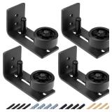 LEIFIDE 4 Pcs Sliding Closet Barn Door Floor Guide Flush Design Wall Mount Bottom Adjustable Roller Flat Non Scratch Barn Door Hardware Kit (8 Assemble Setup Options) - Retail: $26