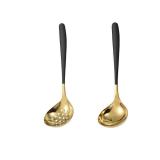 MBBITL Black Gold Soup Ladle Colander Slotted Spoon Set Skimmer Strainer Gravy Sauce Server Stainless Steel - Retail: $10