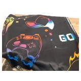 PHOTO FOR REFERENCE SEE PHOTO FOR DESIGN Kazynee Video Game Blackout Curtains for Bedroom,Cool Court Grommet Thermal Insulated Room Darkening Curtains Window Treatments 2 Panels 54L x 21W - Retail: $3