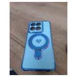 Liufcx for Motorola Moto G Stylus 5G 2025 Love Heart Kickstand Case with 2X Screen Protector: Luxury Plated Gold Edge Slim Soft TPU Shockproof Protection Case for Moto G Stylus 5G 2025 (Blue) - Retail