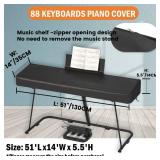 61/88 Keys Piano Cover,Waterproof,Dustproof,UV-proof Digital Piano Cover for 61/88Keys , 420D silver coated Oxford cloth, with Music Stand Zipper, Adjustable Drawstring (BLACK-88KEYS) - Retail: $16