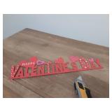 MEETYAMOR Valentines Day Decorations, Wood Metal Happy Valentines Day Sign for Table Decor, Farmhouse Rustic Valentines Day Decorations for Home, Kitchen, Mantle, Shelf