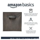 Amazon Basics Collapsible Fabric Storage Cubes Organizer with Handles, Sturdy, Gray, 10.5-x-10.5-x-11-inch, Pack of 6 - Retail: $18