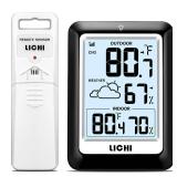 Indoor Outdoor Thermometer Wireless Weather Station, Internal External Thermometer Hygrometer, Home Batteryoperated Temperature Humiditymonitors330 Feet (About 100 Meters) Backlight Display (Black) - 