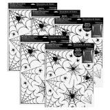 5 Sheets Halloween Window Stickers Wall Decoration Set Spider Web Design Window Clings for Halloween Party Supplies, 70 Pieces