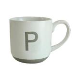 COLLECTIVE HOME - Ceramic Mug, Uppercase Letter Design, Matte Sandstone Texture, Minimalist and Stylish, 15oz, Perfect for Personalized Gifts (P) - Retail: $14