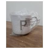 COLLECTIVE HOME - Ceramic Mug, Uppercase Letter Design, Matte Sandstone Texture, Minimalist and Stylish, 15oz, Perfect for Personalized Gifts (P) - Retail: $14