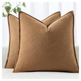 MIULEE Decorative Linen Pillow Covers 20x20 Inch Brown âBoho Farmhouseâ âNeutral Couch Throw Pillows for Bed Pack of 2 Accent Modern Pillowcase Sofa Livingroom Home Decor - Retail: $23