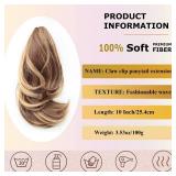 DATSRXI 10 Inch Ponytail Extension - Claw Clip in Ponytails Hair Extension, Curly Pony Tails Hair Extensions, Clip on Ponytail, Easy&Long Use, Daily Wear(Ash brown & honey blonde highlights) - Retail: