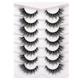 Pooplunch False Eyelashes Fairy Lashes Wispy Crossed Faux Mink Lashes Cat Eye Look Fluttery Volume 8D Fake Eyelashes Faux Mink Lashes Strips 7 Pairs Pack - Retail: $9