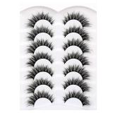 Pooplunch False Eyelashes Fairy Lashes Wispy Crossed Faux Mink Lashes Cat Eye Look Fluttery Volume 8D Fake Eyelashes Faux Mink Lashes Strips 7 Pairs Pack - Retail: $9