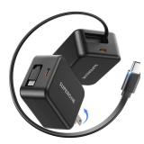 SUPERONE Retractable USB C Charger for iPhone 17, Dual-Port USB C Charger Block with 35.4in Cable, 35W Fast Retractable Wall Plug for iPhone 17/16/15 Series, iPad Pro 13, 12.9, 11 inch, Galaxy, Pixel 