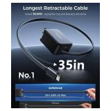 SUPERONE Retractable USB C Charger for iPhone 17, Dual-Port USB C Charger Block with 35.4in Cable, 35W Fast Retractable Wall Plug for iPhone 17/16/15 Series, iPad Pro 13, 12.9, 11 inch, Galaxy, Pixel 