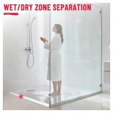 Shower Threshold Water Dam Barrier â 67in Self-Adhesive, Waterproof, Flexible Silicone, Customizable, Easy Install, Prevents Water Leakage & Slipping, Wheelchair Access - Retail: $30