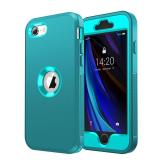 jaroco for iPhone SE Case 2022/2020,iPhone 8/7 [Shockproof] [Dropproof] [Dust-Proof] [Military Grade Drop Tested] with Non-Slip Removable iPhone SE 2022 Case 4.7 Inch-Light Blue+Green - Retail: $13