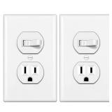 BESTTEN ONE PIECE One Pack Combination Toggle Light Switch and Duplex Receptacle Outlet, Single Pole Toggle Wall Switch, Grounded Outlet, Combo Style, 15 Amp, Wallplate Included, UL Listed, White - Re
