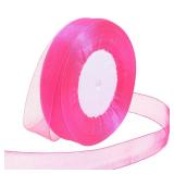 Loomesh Ribbon for Gift Wrapping 3/4 inch Hot Pink Sheer Organza Ribbon for Flower Bouquet Tulle Thin Chiffon Ribbons for Wedding Invitations Christmas Halloween Presents Decorations Crafts 50 Yards -