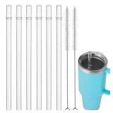 Reusable Straws for YETI, 9 Inch Tumbler Straws Replacement for YETI Straw Cup, 6 Pack Plastic Clear Drinking Cup Straw with 2 Cleaning Brushes, BPA-Free - Retail: $9