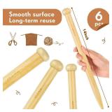 MTLEE 6 Pcs Large Knitting Needles Jumbo Straight Wooden Knitting Needles 3 Sizes Extra Large Weaving Tool for Chunky Yarn Beginner DIY Fabric Crafts Crochet 15mm 20mm 25mm (Natural) - Retail: $18