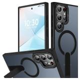 EMMPITU Magnetic Stand for Samsung Galaxy S22 Ultra Case 6.8\", Build in Kickstand [Military Drop Protection] [Compatible with MagSafe] Strong Magnetic Shockproof Protective for S22 Ultra Case (Black)