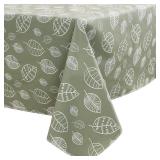 Walrus Heavy Duty Vinyl Tablecloth with Flannel Backing Waterproof Oil-Proof Plastic Table Cloth Stain-Resistant Wipeable Rectangle or Square Table Cover for Indoor and Outdoor (Leaf, 52X70 Inch) - Re
