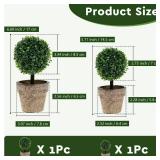 Woration Artificial Green Grass Ball Potted Fake Shrubs Big & Small Ball Plant Decoration Faux Small Boxwood Topiary Home Office Desk Table Room, 2 Pack