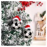 Realspring 2 Pieces Christmas Glass Sports Hanging Ornaments Hand-Painted Mini Christmas Tree Hanging Sports Ornaments for Party Xmas Tree Outdoor Garden Decoration(Soccer) - Retail: $7