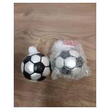 Realspring 2 Pieces Christmas Glass Sports Hanging Ornaments Hand-Painted Mini Christmas Tree Hanging Sports Ornaments for Party Xmas Tree Outdoor Garden Decoration(Soccer) - Retail: $7