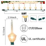 Christmas Bubble Lights Set, 8.8Ft Vintage String Lights, 9 Color Bulbs With Silver Glitter Traditional Lights for Christmas Tree Party Indoor Outdoor Decor, Green Wire