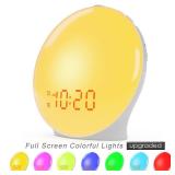 Wake Up Light Sunrise Alarm Clock for Kids, Heavy Sleepers, Bedroom, with Sunrise Simulation, Sleep Aid, Dual Alarms, FM Radio, Snooze, Nightlight, Daylight, 7 Colors, 7 Natural Sounds, Ideal for Gift